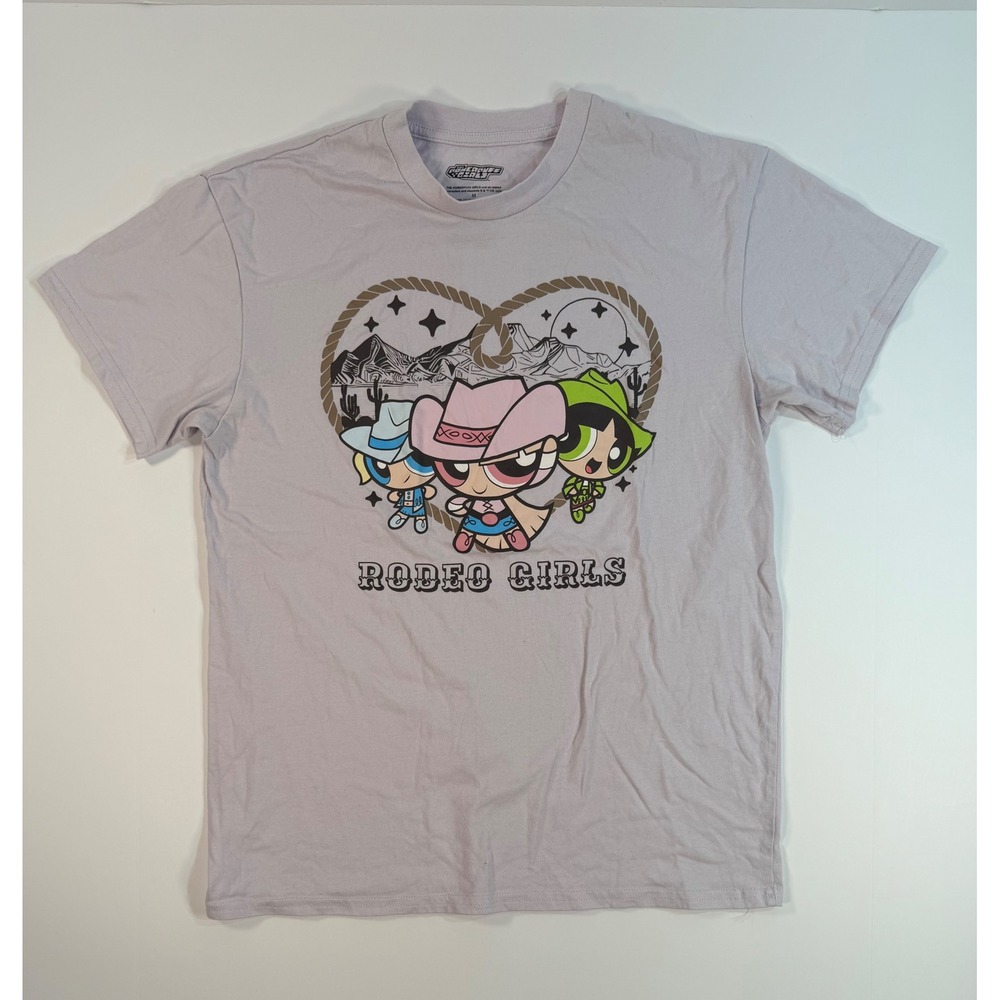 Powerpuff Girls Rodeo Girls Graphic T-Shirt Lavender Purple Western Size M